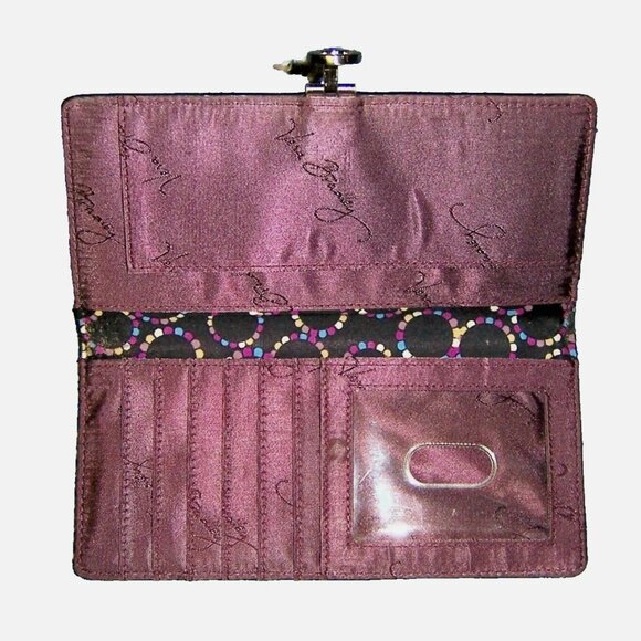 Vintage Vera Bradley Quilted Nylon Handbag Shoulder Bag & Wallet Set Purple Wine - Picture 2 of 6